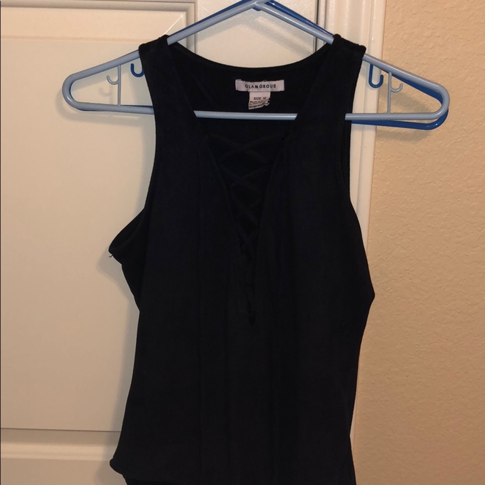 Faux Suede Lace up Body Suit